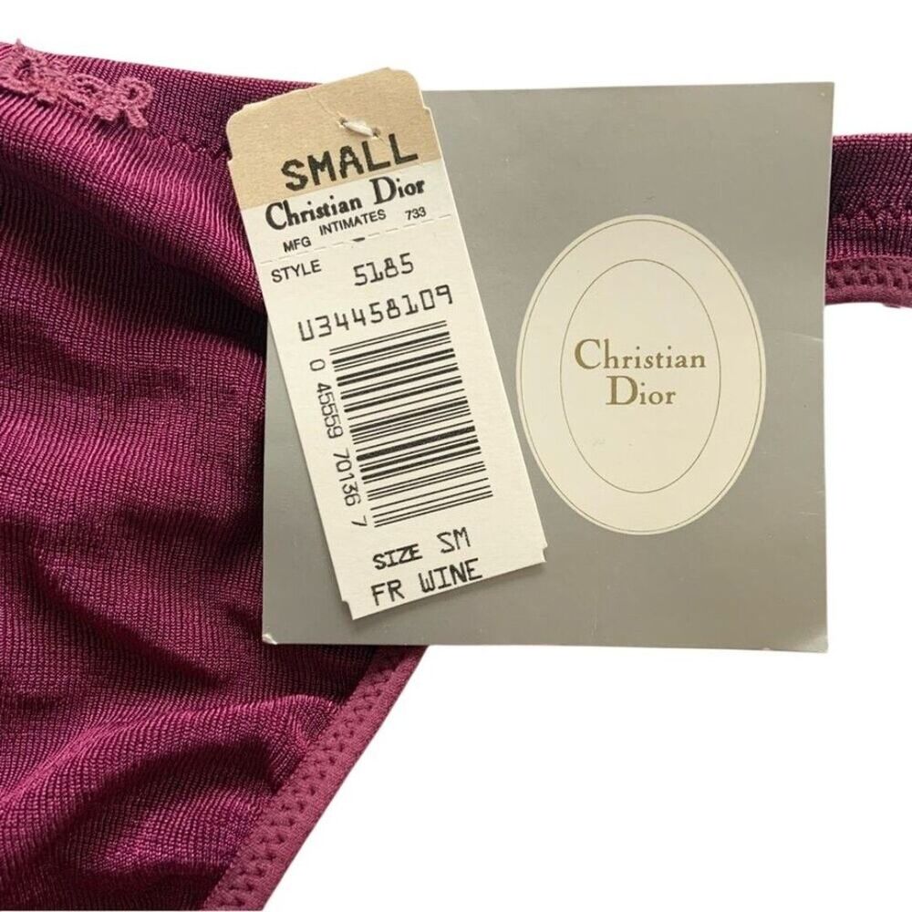 Christian Dior Intimates Vintage Thong Underwear New with Tags Size Small Wine - Picture 7 of 12